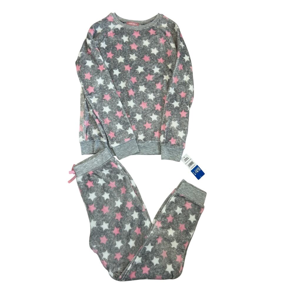 BCBG Girls Gray & Pink Star Print Lounge Jogger Pants and Sweater Set NEW 14/16